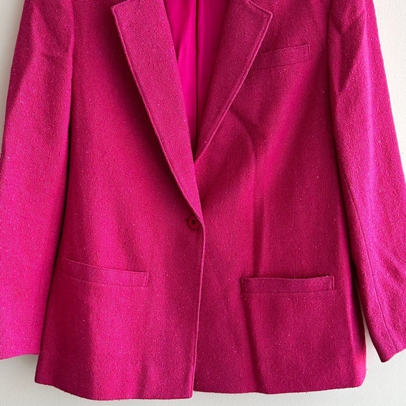Pendleton Women's Fuchsia Wool Blazer, Bright Pink Jacket, Size Large - Picture 3 of 16